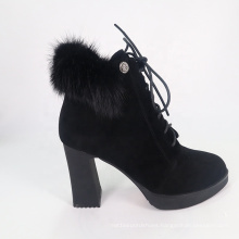 2019 Women's Real Fur Boots A095 Ladies Leather Winter Snow Ankle Fur Heel Women Boots Shoes